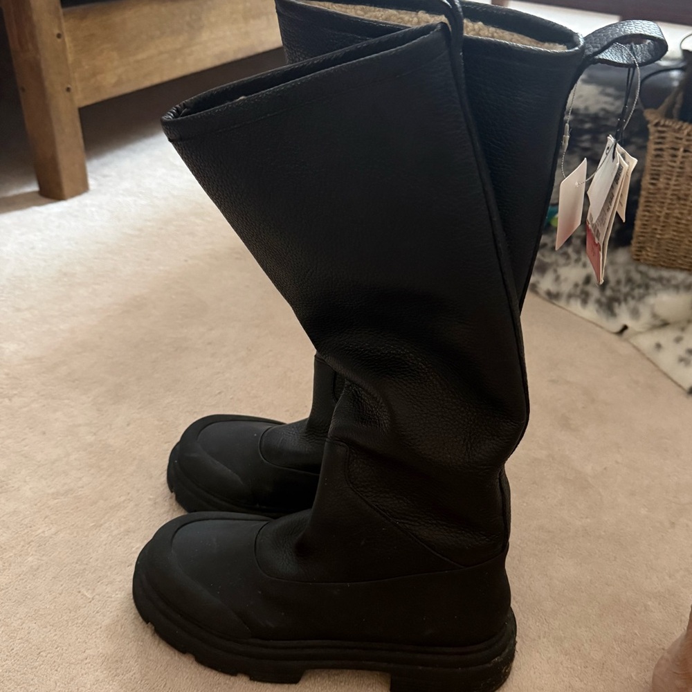 Zara Black Leather tall boots